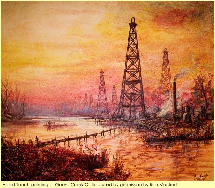 Albert Tauch painting of Goose Creek Oil Field
