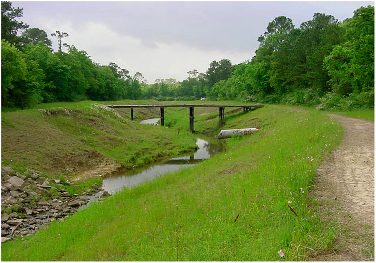 Cary Bayou wooden Bridge (now gone) in Jenkins Park - Baytown, Texas