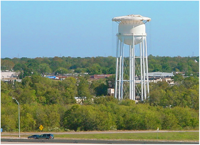 Around Baytown - Baytown, Texas water tower being painted
