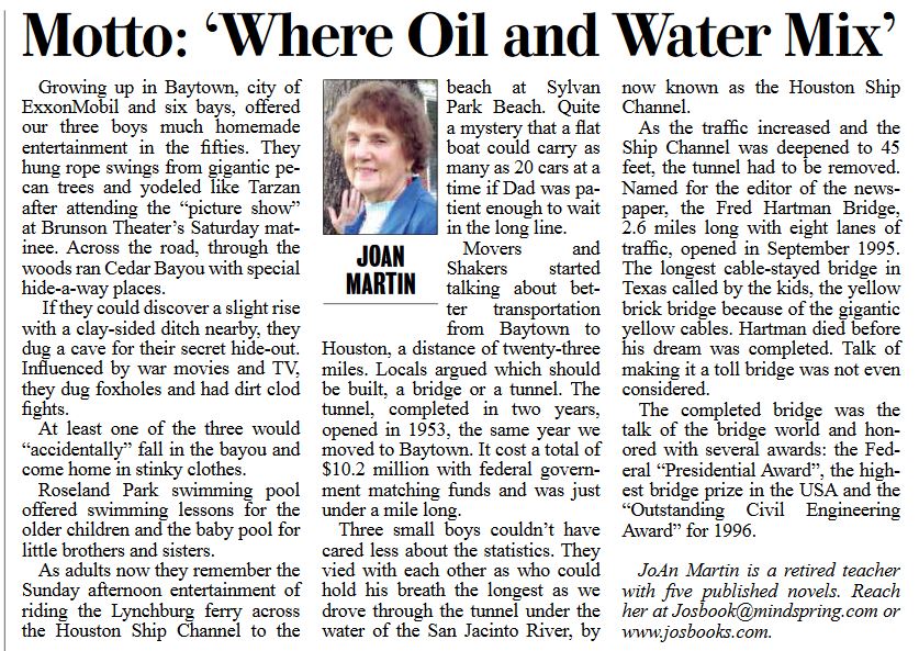Published in the Baytown Sun June 20, 2017 and used with authors permission.